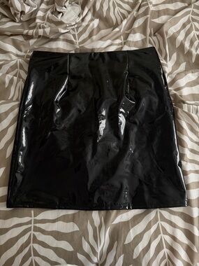 Fashion Nova Black Patent Mini Skirt